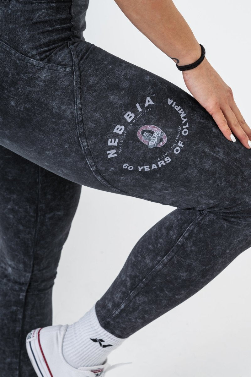 Washed High Waisted Leggings GYM WARRIOR 776 - NEBBIA - MOON Fitness