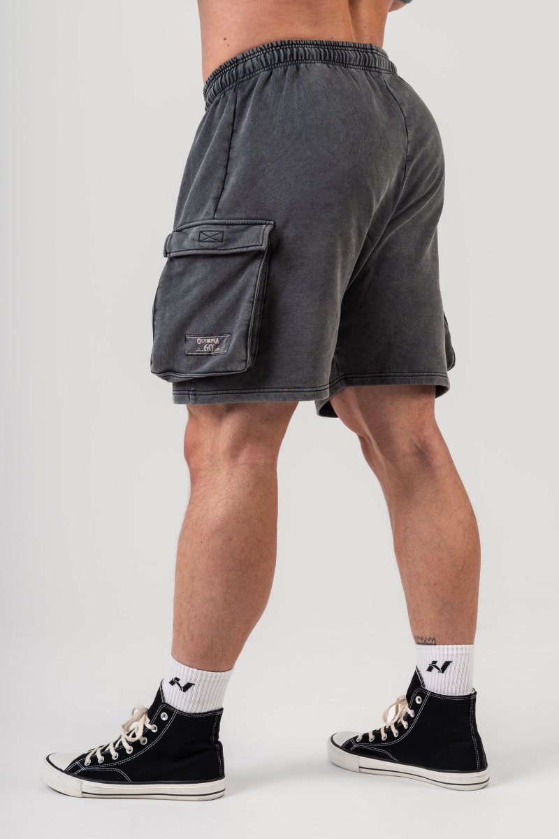 Washed Loose Fit Cargo Shorts LEGACY 787 - NEBBIA - MOON Fitness