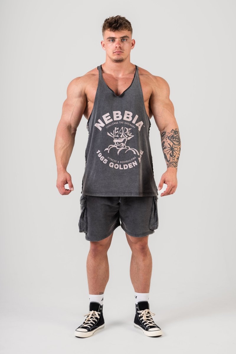 Washed Muscle Back Stringer GOLDEN AGE 791 - NEBBIA - MOON Fitness