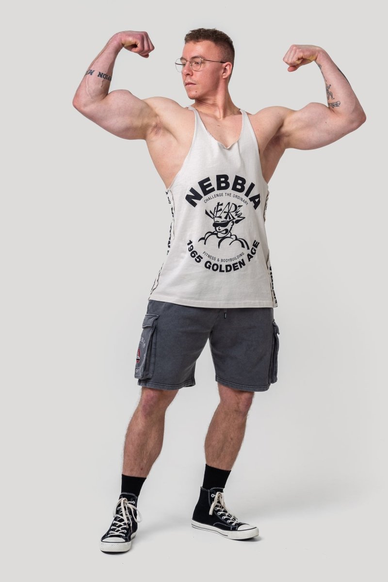 Washed Muscle Back Stringer GOLDEN AGE 791 - NEBBIA - MOON Fitness