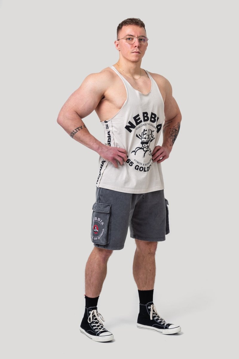 Washed Muscle Back Stringer GOLDEN AGE 791 - NEBBIA - MOON Fitness