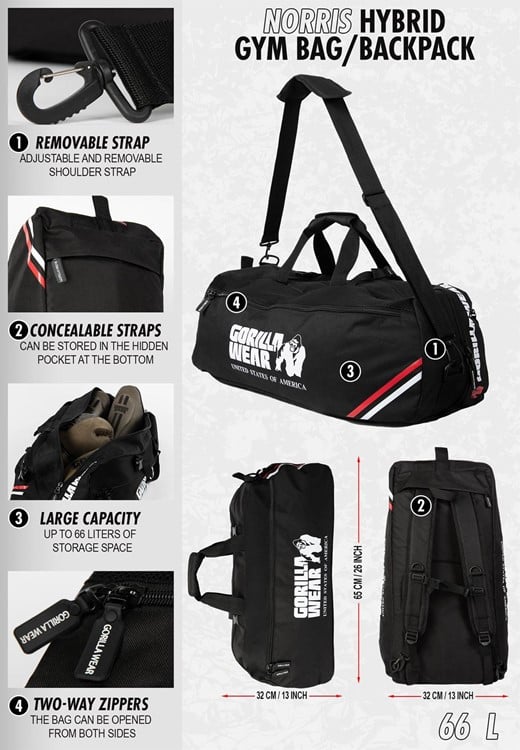 Norris Hybrid Gym Bag/Backpack - GORILLA WEAR - MOON Fitness