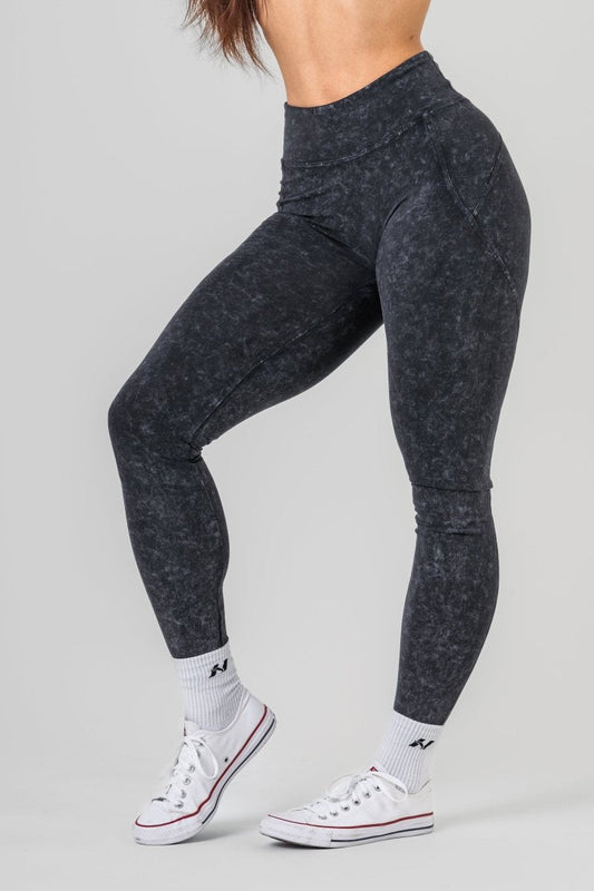 Washed High Waisted Leggings GYM WARRIOR 776 - NEBBIA - MOON Fitness