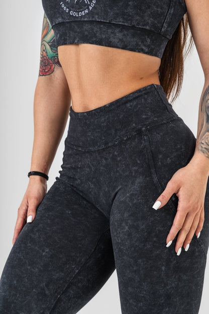 Washed High Waisted Leggings GYM WARRIOR 776 - NEBBIA - MOON Fitness