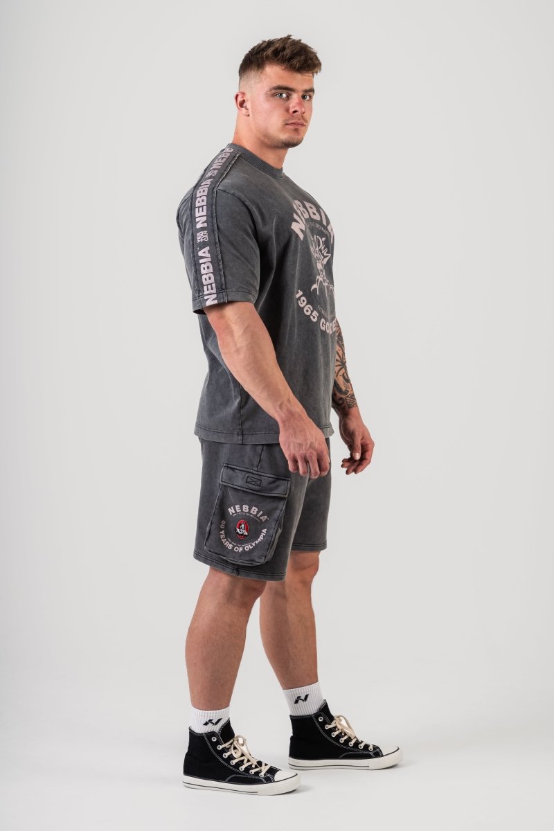 Washed Loose Fit Cargo Shorts LEGACY 787 - NEBBIA - MOON Fitness