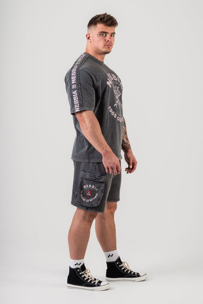Washed Loose Fit Cargo Shorts LEGACY 787 - NEBBIA - MOON Fitness