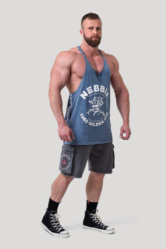 Washed Muscle Back Stringer GOLDEN AGE 791 - NEBBIA - MOON Fitness