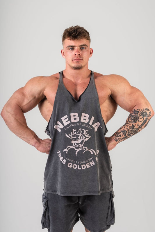 Washed Muscle Back Stringer GOLDEN AGE 791 - NEBBIA - MOON Fitness