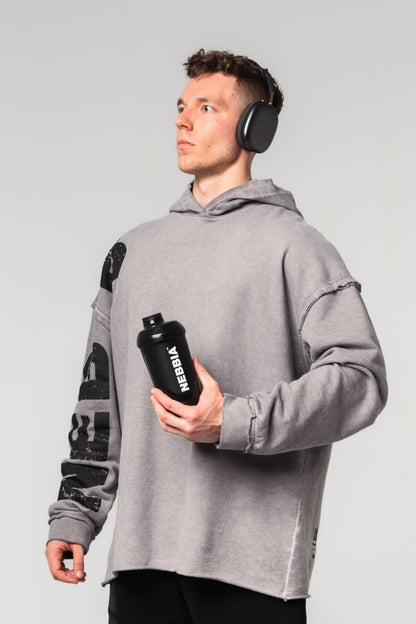 Washed - off Oversized Pullover Hoodie NO BS 371 - NEBBIA - MOON Fitness