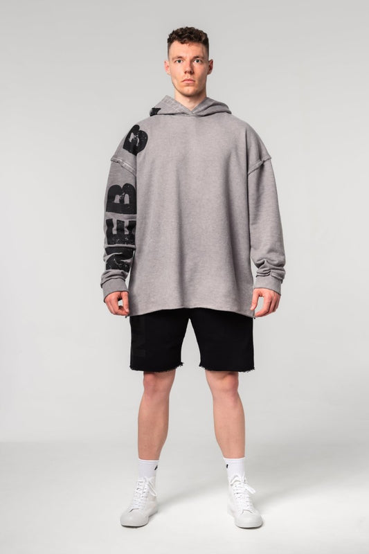 Washed - off Oversized Pullover Hoodie NO BS 371 - NEBBIA - MOON Fitness