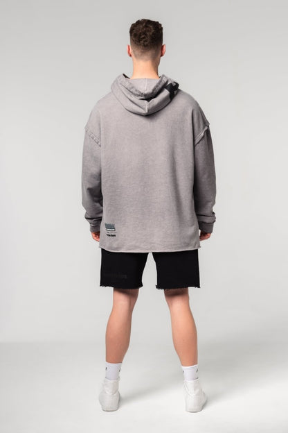 Washed - off Oversized Pullover Hoodie NO BS 371 - NEBBIA - MOON Fitness