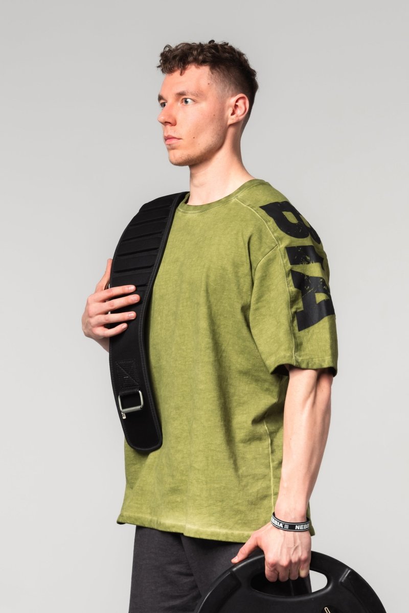 Washed - off Oversized T-shirt LIFTING CLUB 368 - NEBBIA - MOON Fitness
