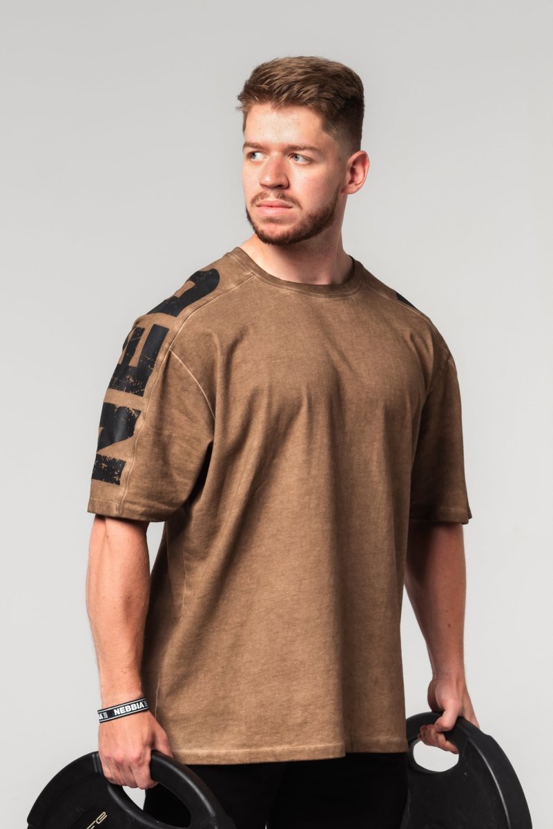 Washed - off Oversized T-shirt LIFTING CLUB 368 - NEBBIA - MOON Fitness