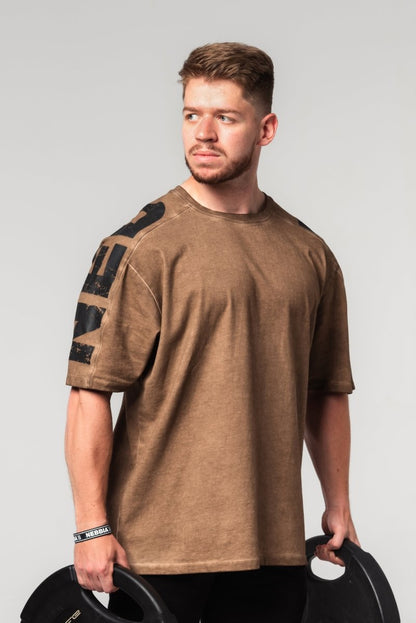 Washed - off Oversized T-shirt LIFTING CLUB 368 - NEBBIA - MOON Fitness