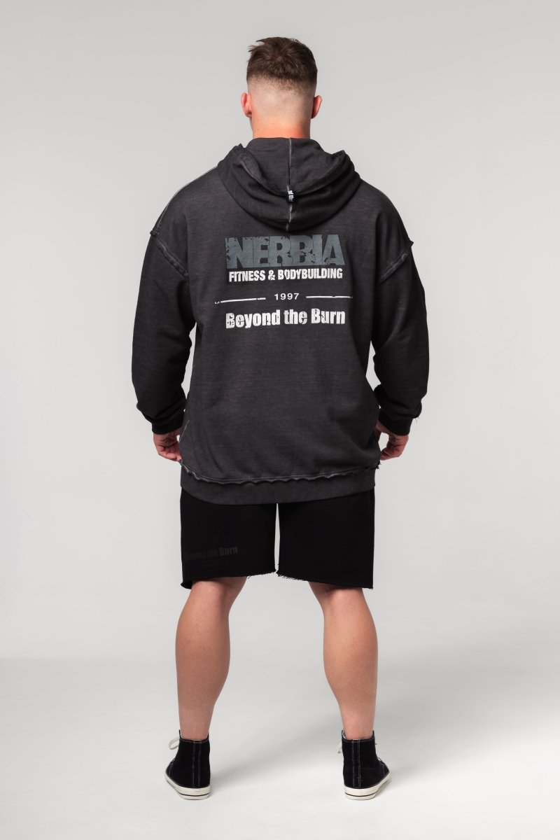 Washed - off Zip Up Hoodie GYM BRO 362 - NEBBIA - MOON Fitness