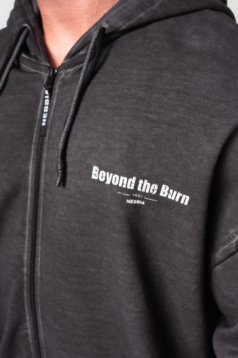 Washed - off Zip Up Hoodie GYM BRO 362 - NEBBIA - MOON Fitness