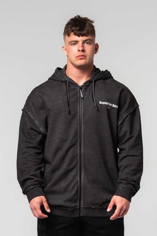 Washed - off Zip Up Hoodie GYM BRO 362 - NEBBIA - MOON Fitness