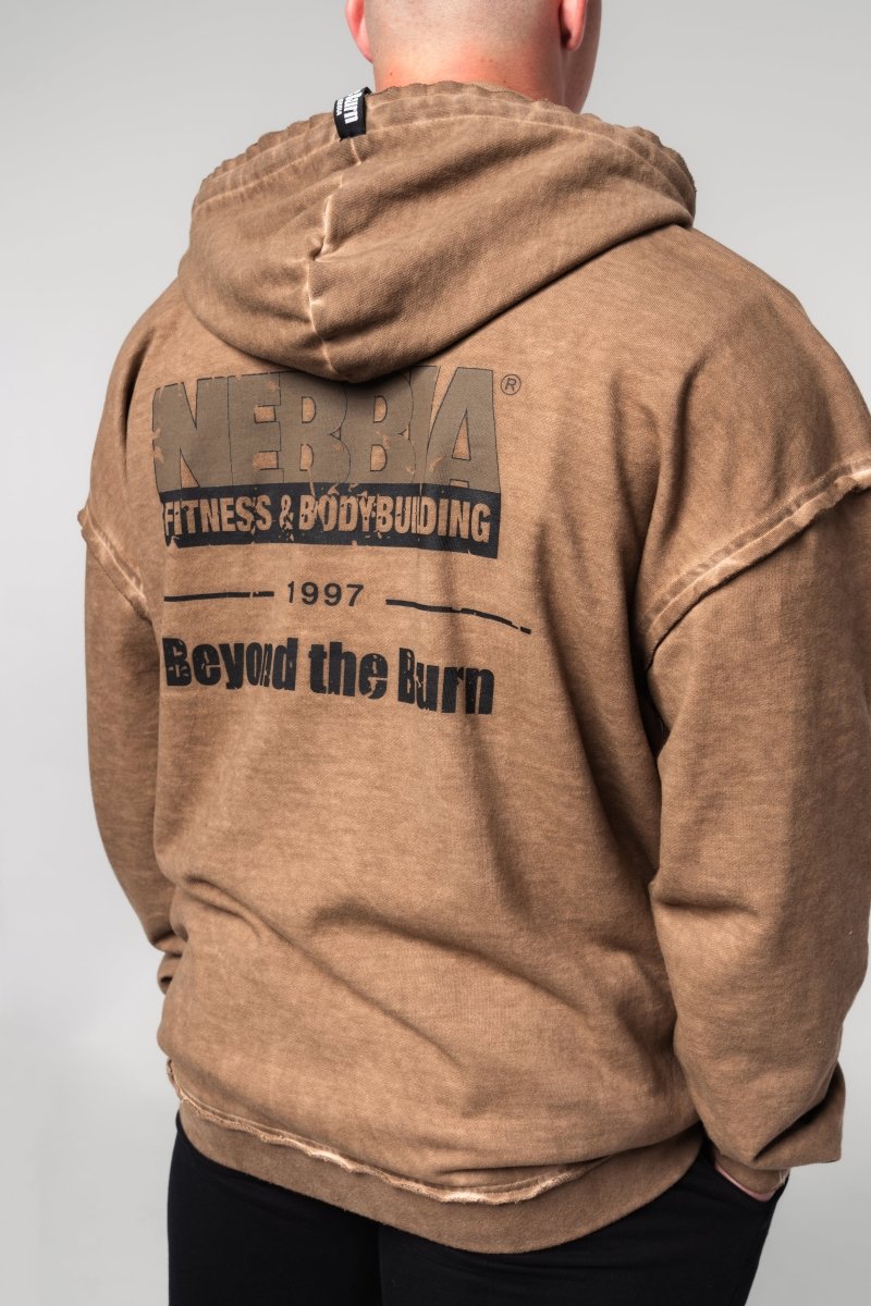 Washed - off Zip Up Hoodie GYM BRO 362 - NEBBIA - MOON Fitness