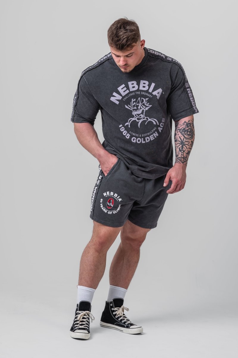 Washed Sweat Shorts LEGEND 786 - NEBBIA - MOON Fitness